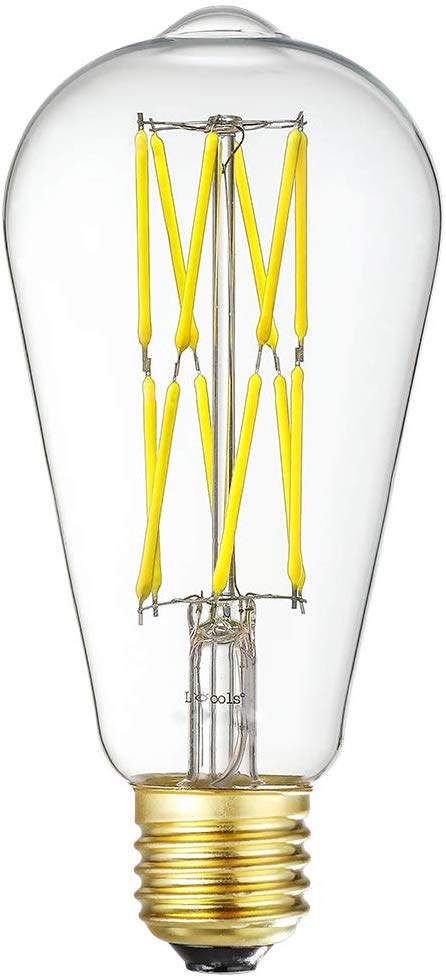 Leools 12W Edison Style Vintage LED Filament Light Bulb，ST64(ST21) Led Retro Bulb,100 Watt Equivalent Light Bulbs,Daylight White 5000K,1000LM,Dimmable, E26 Medium Base Lamp, Antique Shape, 1 Pack