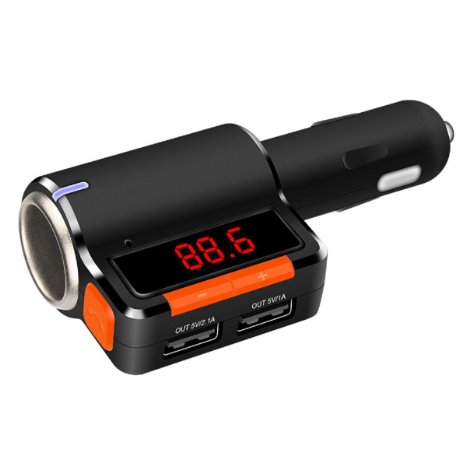 RicoRich Bluetooth FM Transmitter for Car Car Radio Bluetooth Adapter Cell Phone Bluetooth Car Kits with Dual USB ChargerFM Stereo MP3 Player Bluetooth Receiver with Handsfree Calling