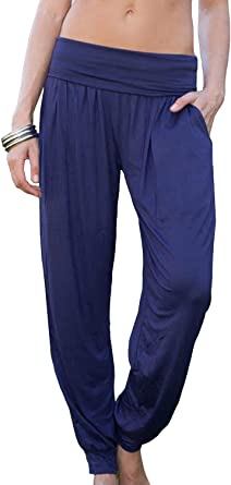 Dokotoo Womens Soft Casual Drawstring Tie Elastic Waist Loose Jogger Pants with Pockets