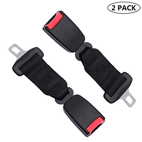 2 Pack Vehicle Specific Belt Extension (7/8 inch Metal Tongue) E11 Safety Certified Extender for Most Cars