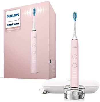 Philips Sonicare DiamondClean 9000 Pink Electric Toothbrush, 2020 Edition, 4 Modes, 3 Intensities, Gum Pressure Sensor, App, Connected Handle, USB Travel Case, UK 2-Pin Bathroom Plug - HX9911/53