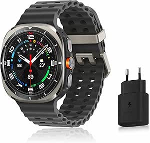 Samsung Galaxy Watch Ultra, Montre Connectée Intelligente, Suivi de Santé, Suivi Sportif, 47mm, 4G, Argent Titane, Galaxy AI, Chargeur secteur inclus [Exclusivité Amazon] (FR Version)