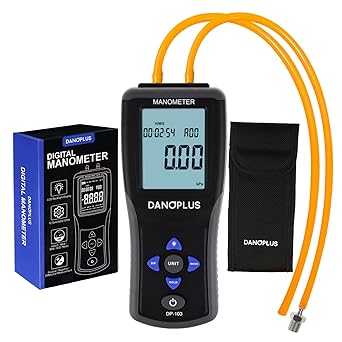 DANOPLUS DP-103 Manometer Digital Gas Pressure Tester Differential Pressure Gauge HVAC Air Pressure Meter with Backlight Data Record Function,Black
