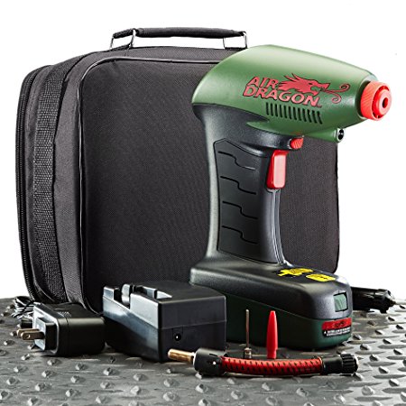 Air Dragon Deluxe – Portable Air Compressor with Built-In LED Light   Deluxe Package with Rechargeable Battery & Protective Storage Case