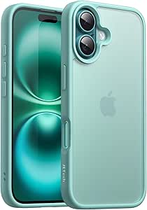 JETech Matte Case for iPhone 16 6.1-Inch, Shockproof Military Grade Drop Protection, Frosted Translucent Back Phone Cover, Anti-Fingerprint (Teal)