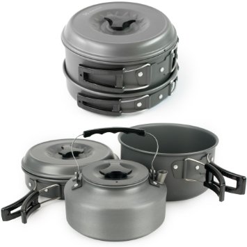 Winterial Camping Cookware and Pot Set 11 Piece Set For Camping  Backpacking  Hiking  Trekking