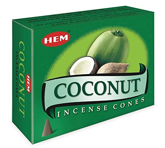 Coconut - Case of 12 Boxes, 10 Cones Each - HEM Incense From India