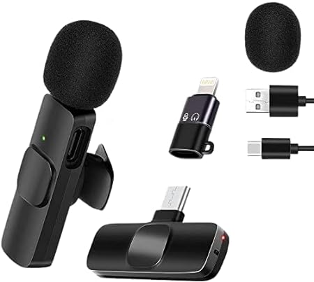 MAYBESTA Wireless Lavalier Omnidirectional Microphone System Vlog for Type-C Android & iPhone,Plug and Play,Noise Reduction,No Need APP & Bluetooth (K-8 Microphone)