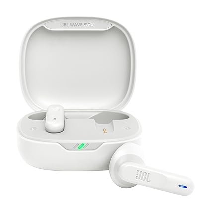 JBL Newly Launched Wave Flex in-Ear Wireless Earbuds TWS with Mic,App for Custom Extra Bass EQ, 32Hrs Battery, Quick Charge, IP54 Water & Dust Proof, Ambient Aware, Talk-Thru,Google FastPair (White)