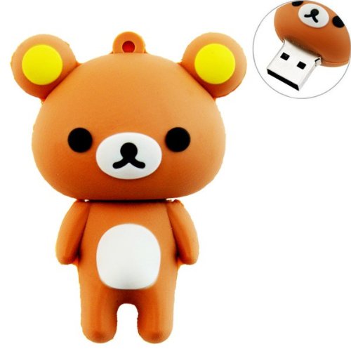 16GB USB Flash Drive with Cute Rilakkuma Shape 16G Memory Stick U Disk - Brown