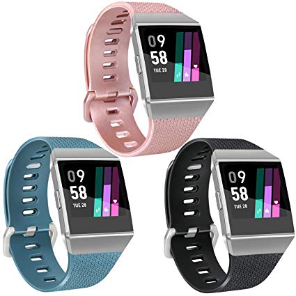 Vancle Sport Bands Compatible with Fitbit Ionic Bands for Women Men, Classic Wristbands Fitbit Ionic Accessories Straps for Fitbit Ionic Smart Watch, 3 Pack