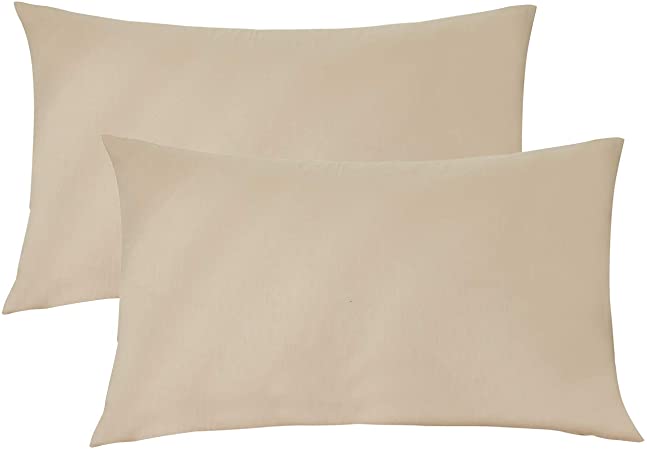 Jepson 100% Pure Cotton Pillowcases Set of 2 Solid Pillow Cases with Zipper Closure 2 Pack