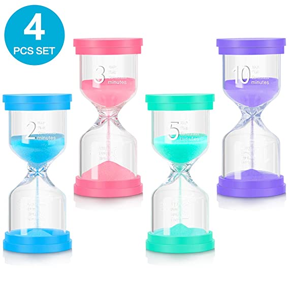 Sand Timer VAGREEZ 4 Colors Hourglass Sand Timer Clock Toothbrush Timer for Kids Games Classroom Home Office Kitchen Use (Pack of 4) (B-G-P-P)