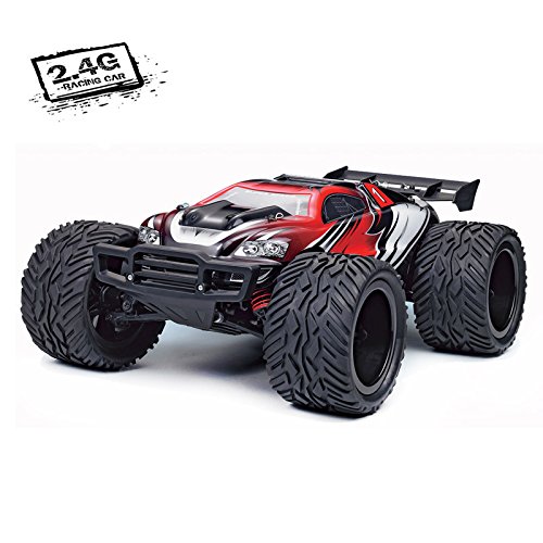 QQPOW RC Car 4x4 32MPH High Speed 1/12 Scale Remote control Desert Monster Truck Road Car Big Foot 4WD Electric Power 2.4GHz Remote Control (red)