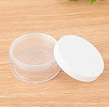 DNHCLL 2PCS 50ML Plastic Empty Clear Make-up Loose Powder Container Case, Soft Sponge Powder Puff Case White Lid and Sifter Foundation Box