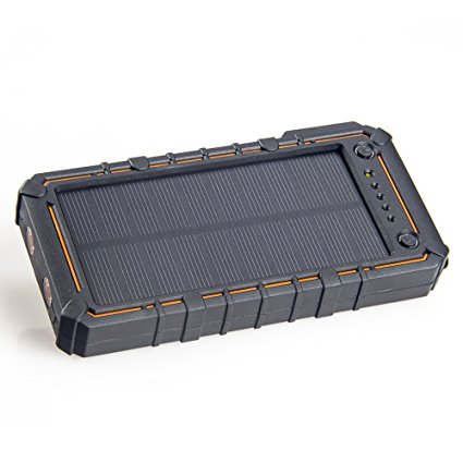 Solar Charger, Soluser 13500mAh Premium Solar Power Bank Dual USB Backup Battery Pack Charger, Outdoor Portable Solar External Battery Charger 2 Led Flashlight for Hiking, Camping, More