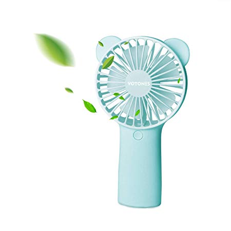 VOTONES Mini Handheld Fan Portable, Personal Portable Desk Stroller Table Fan with USB Rechargeable Battery Cute Panda Bear Fan, Office Room Outdoor Sport Household Camping and Travel Blue