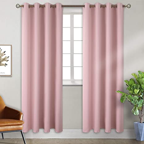 BGment Blackout Curtains for Bedroom - Grommet Thermal Insulated Room Darkening Curtains for Living Room, Set of 2 Panels (52 x 84 Inch, Baby Pink)