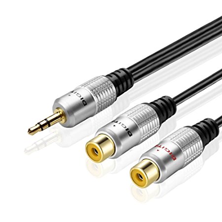 TNP Premium 3.5mm Male to RCA Audio Cable (10FT) Bi-Directional Male to Female Converter AUX Auxiliary Headphone Jack Plug Y Adapter to Left / Right Stereo Splitter Gold Plated Connector Wire Cord