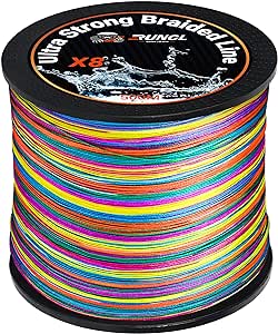 RUNCL Braided Fishing Line, Abrasion Resistant, Zero Stretch, 8X Multicolor Extra Visibility Fishing Braid for Saltwater Freshwater, 328-1093 yds, 12-100LB, Fishing Gift, Holiday Decor