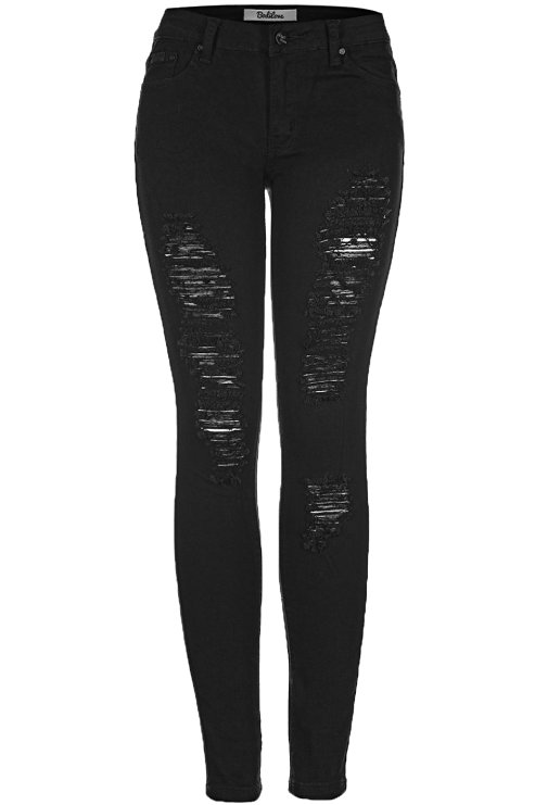 2LUV Women's Distressed Skinny Jeans