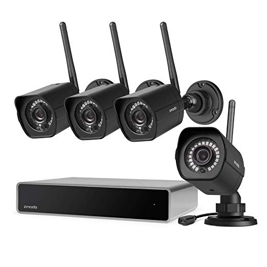 Zmodo 8CH Wireless Security Camera System - 1080P HDMI NVR No Hard Drive, 4 x 1080P HD Indoor/Outdoor Wireless Cameras Night Vision - WiFi Easy Installation No Video Cables Needed