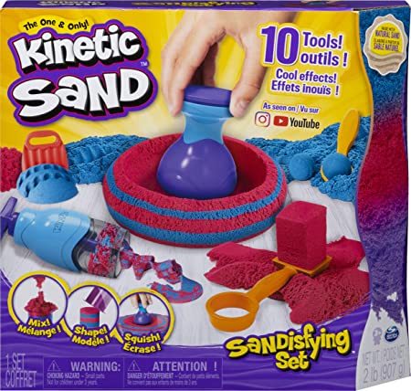 Kinetic Sand - Sandisfying Set - Includes 10 Tools & Molds - 2 lb - Ages 3