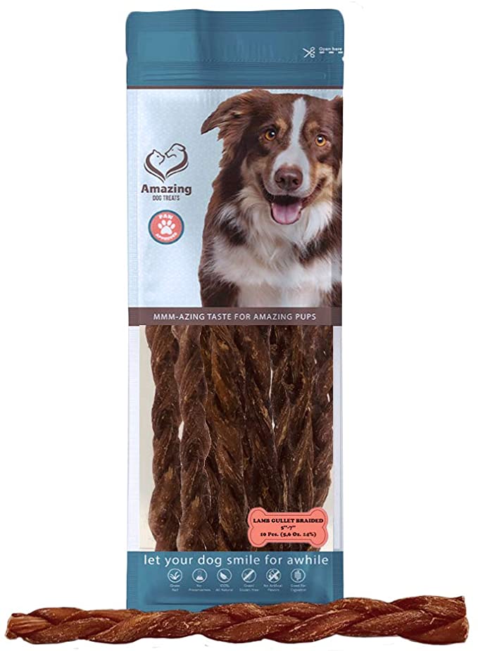 Lamb Esophagus Braided- Premium Dog Treats - Packed with All Natural nutrients and Flavor - Braided