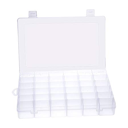 Gospire 36 Grids Clear Plastic Jewelry Box Organizer Storage Container with Removable Dividers