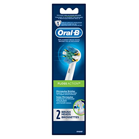 Oral-B Floss Action Electric Toothbrush Replacement Brush Heads Refill, 2 Count