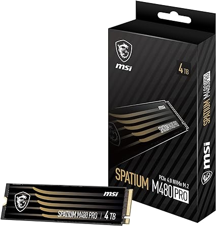 MSI SPATIUM M480 PRO PCIe 4.0 NVMe M.2 4TB Internal SSD PCIe Gen4 NVMe (SPATIUM M480 PRO PCIe 4.0 NVMe M.2 4TB)