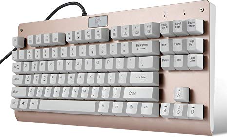 E-YOOSO 60% Mechanical Gaming Keyboard Compact 87 Key, TKL Mechanical Keyboard 100% Anti-Ghosting with Metal Panel and Blue Switch Gold (no Light)