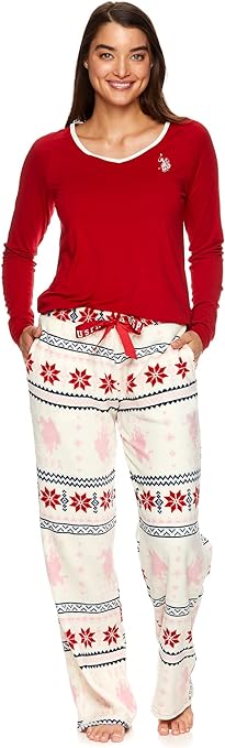 U.S. Polo Assn. Womens Christmas Pajama Set - Holiday Pajamas for Women - Christmas Pajamas for Women - Womens PJ Set