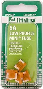 Littelfuse LMIN005.VP MINI Low Profile 5 Amp Carded Blade Fuse, (Pack of 5)