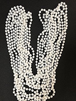 GIFTEXPRESS White Pearl Bead Necklaces Flapper Beads Party Accessory 1 Dozen