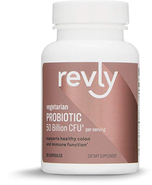 Amazon Brand - Revly Adult Probiotic 50 Billion CFU, 30 Capsules, 1 Month Supply