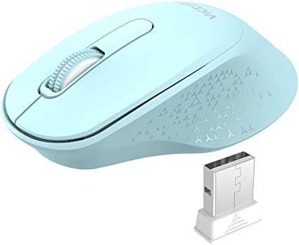 VicTsing Wireless Mouse Mini Ergonomic, 2.4G Quiet Mouse with USB Receiver, Portable Computer Mice with Independent Power Switch for Chromebook, PC, Tablet, Laptop, 18 Month Battery Life, Mint Green