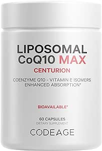 Codeage Liposomal CoQ10 Supplement Max - Vitamin E Isomers Tocopherols - 250mg Coenzyme Q10 - Cardiovascular & Energy Support Pills - Non-GMO, Vegan, Gluten-Free - 2 Month Supply - 60 Capsules