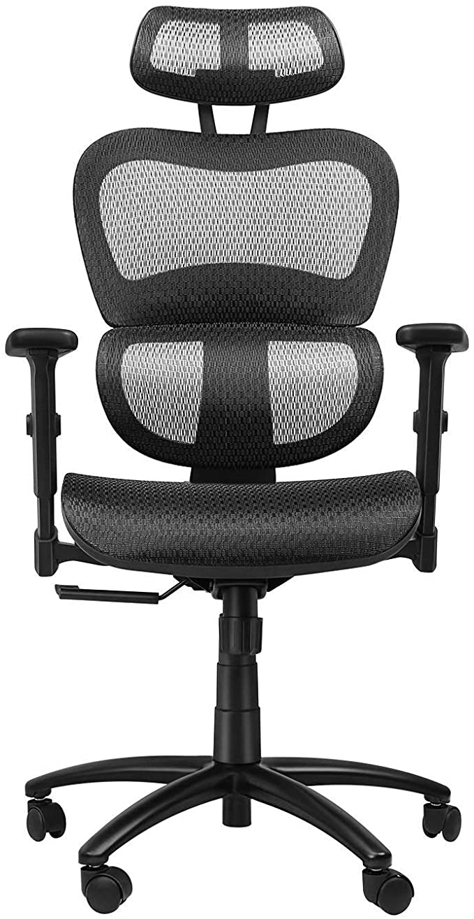 Komene Ergonomic Office Chair, High Back Desk Chairs with Adjustable Headrest backrest, 3D Flip-up Arms, Swivel Executive Chairs for Home and Conference Room (Black)