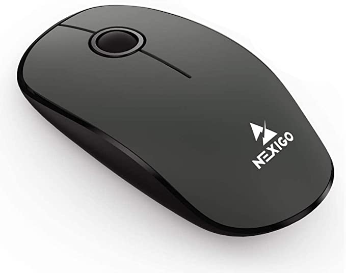 NexiGo Wireless Mouse with Built-in USB Nano Receiver, Ergonomic Design 2.4G Slim Computer Mouse Precisely 1600 DPI Portable Mice for Windows, OS System, Mac, PC, Laptop, Computer (Grey and Black)