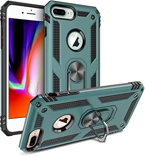 ADDIT Phone Case for iPhone 6/6S Plus iPhone 7 Plus iPhone 8 Plus,[ Military Grade ] Shock-Absorption Bumper Cover Anti-Scratch Case with Ring Car Mount Kickstand for iPhone 6/7/8 Plus - Teal