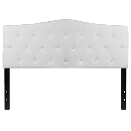 Flash Furniture Cambridge Tufted Upholstered Queen Size Headboard in White Fabric