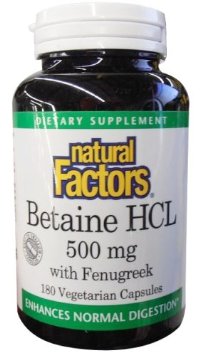 Natural Factors Betaine Hcl 500mg Capsules 180-Count