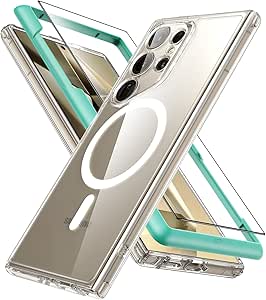 ESR Set de Coque pour Samsung S24 Ultra, 1 Protecteur D'écran, Compatible avec MagSafe, Coque Magnétique pour Samsung Galaxy S24 Ultra, Qualité militaire, Anti jaunissement, Série Classic, Transparent