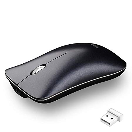 Wireless Mouse, YJan 2.4G Ergonomic Wireless Portable Silent Optical Mice with USB Nano Receiver for Laptop PC Computer Chromebook and Notebook-Black