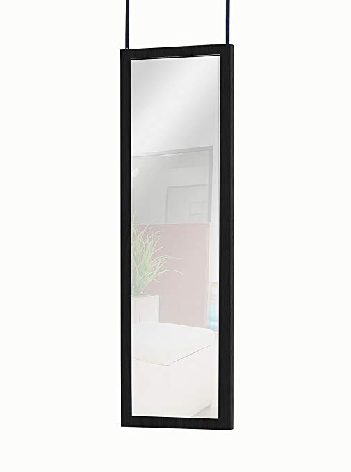 Mirrotek Door Mirror Hanging, 14 x 42, Black