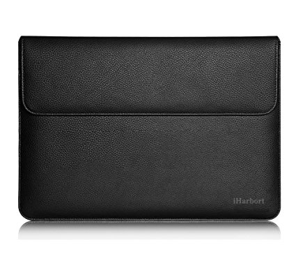 iPad Pro 12.9 Sleeve Bag Case - iHarbort PU Leather Sleeve Wallet Case Cover Bag for Apple iPad Pro 12.9" or other Tablet Size Smaller Than 12.9" Inch Black