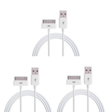 CadmiumCables 3PCS 3 ft 30 Pin Sync and Charge Dock Cables for iPhone 4 4S iPad - Classic Edition