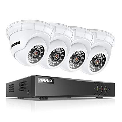 ANNKE 4CH 1080P Lite DVR with 4X 720P Surveillance Cameras, Motion Detection, Email Alert with Images, No HDD