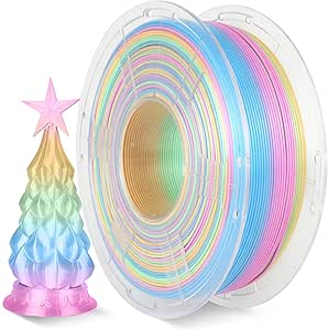 SUNLU Silk Rainbow Filament PLA , Multicolor Shiny 3D Printer Filament, Fast Color Change, Color Change Each 8 Meters, Glossy Surface, 330 Meters, 1kg, Silk Rainbow (Yellow-Green-Blue-Pink)